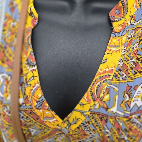 Anthropologie Tiny Boho  Yellow and Blue Long Sleeve Dress Size L - Picture 4 of 7